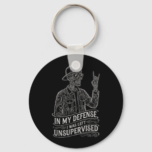 in Defence was Left Unsupervised Funny Men Women Key Ring