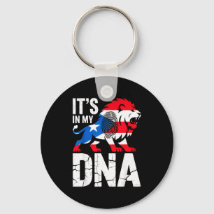 In dna roaring lion in puerto rico rican flag prid key ring