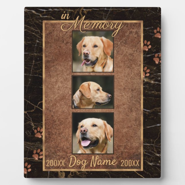 In Dog Memory Marble Rustic Gold Keepsake Plaque (Front)