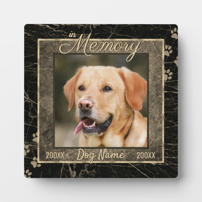 In Dog Memory Marble Rustic Sepia Keepsake Plaque (Front)
