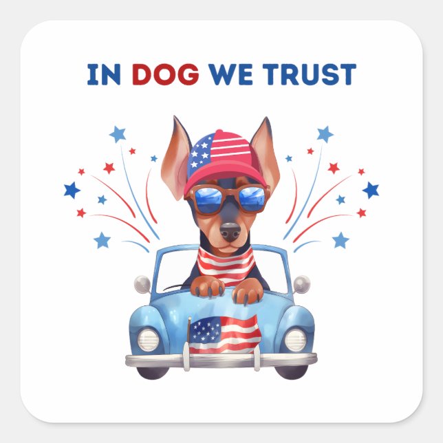 In Dog We Trust Square Sticker (Front)