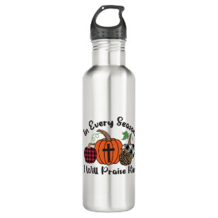 In Every Season I Will Praise Him Leopard Plaid 710 Ml Water Bottle