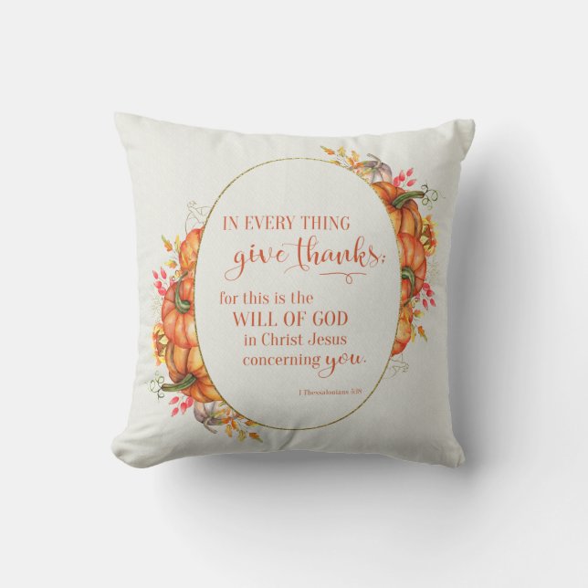 In Every Thing Give Thanks Wreath Cushion (Front)