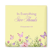 "In Everything Give Thanks" Cream 2" Square Magnet