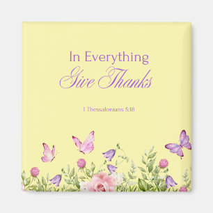 "In Everything Give Thanks" Cream 2" Square Magnet