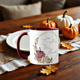In Everything Give thanks pastel and gold pumpkins Mug