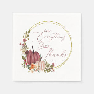 In Everything Give thanks pastel and gold pumpkins Napkin