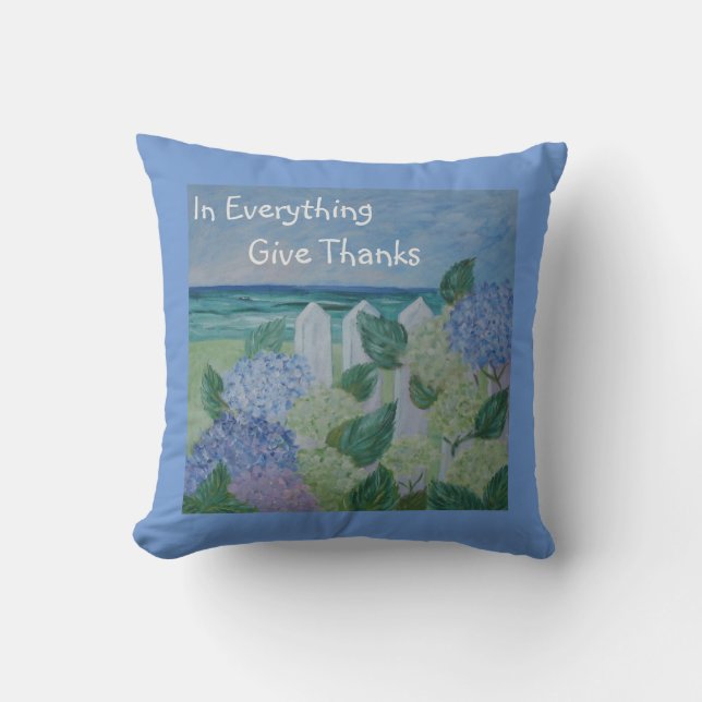 In Everything Give Thanks Seashore Cushion (Front)