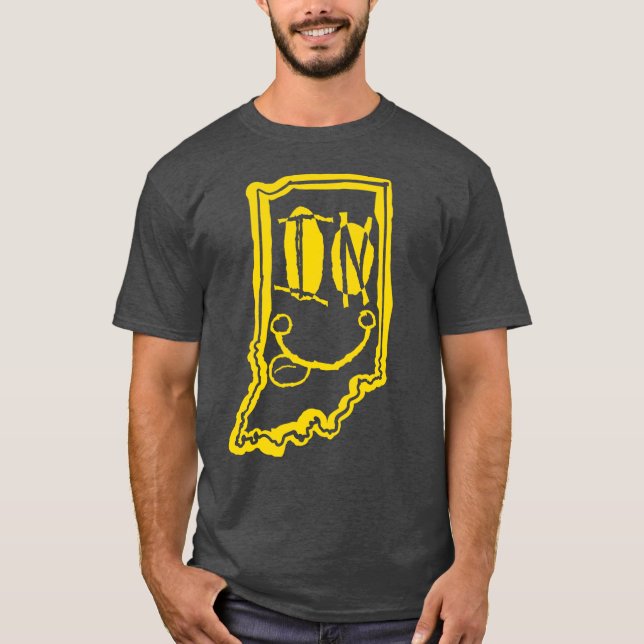 IN Eyes Indiana Grunge Smiling Face Yellow T-Shirt (Front)