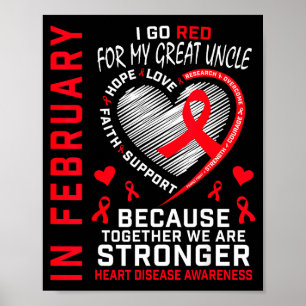 In February I Go Red For Great Uncle Heart Disease Poster
