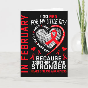 In February I Go Red Little Boy Son Heart Disease Card
