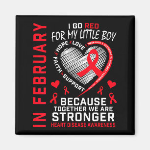 In February I Go Red Little Boy Son Heart Disease  Magnet