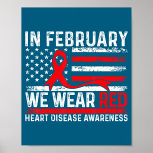 In February Red Heart Disease Awareness Poster