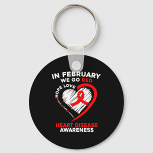 In February We Go Red American Heart Disease Aware Key Ring