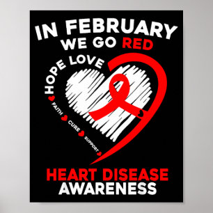 In February We Go Red American Heart Disease Aware Poster