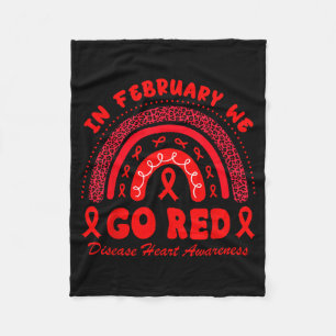 In February We Go Red Heart Disease Awareness Hear Fleece Blanket