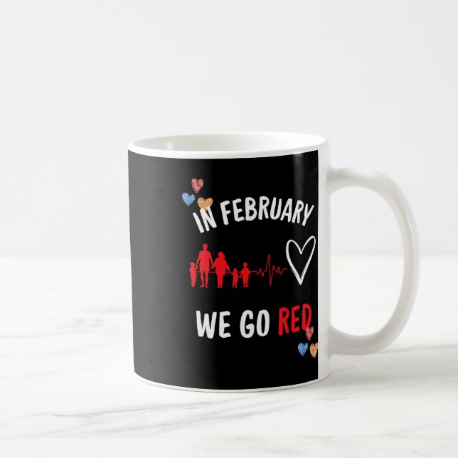 In February We Go Red Hearth Health Month  Coffee Mug (Right)
