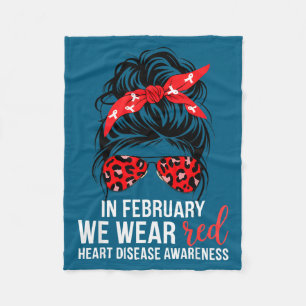 In February We Wear Red Chd Heart Disease Awarenes Fleece Blanket