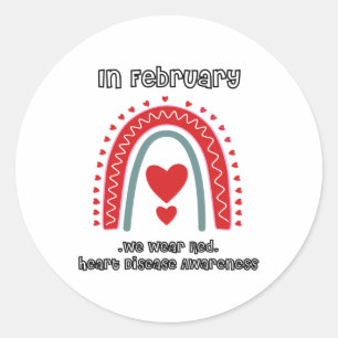 In February We Wear Red Fighter Heart Disease Awar Classic Round Sticker
