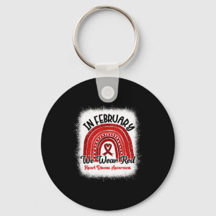 In February We Wear Red Heart Disease Awareness _1 Key Ring