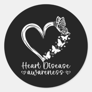 In February We Wear Red Heart Disease Awareness Classic Round Sticker