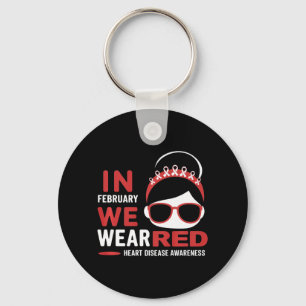 In February We Wear Red Heart Disease Awareness Key Ring