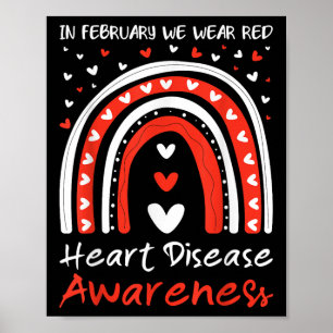 In February We Wear Red Heart Disease Awareness Mo Poster