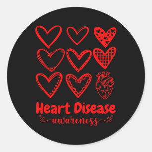 In February We Wear Red Heart Disease Awareness Ra Classic Round Sticker
