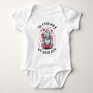 In February We Wear Red Heart Health Awareness Baby Bodysuit