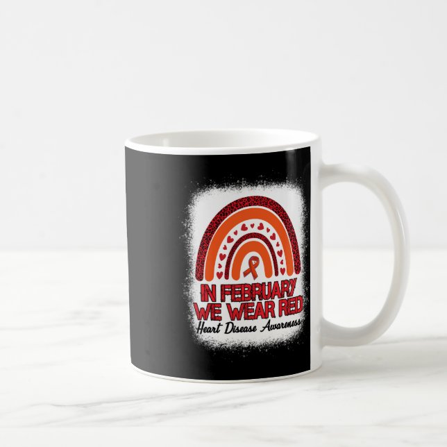 In February We Wear Red Leopard Rainbow Bleached R Coffee Mug (Right)