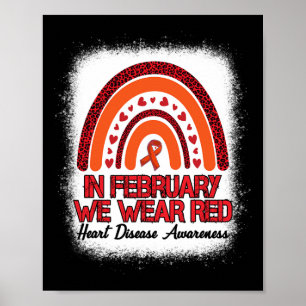 In February We Wear Red Leopard Rainbow Bleached R Poster