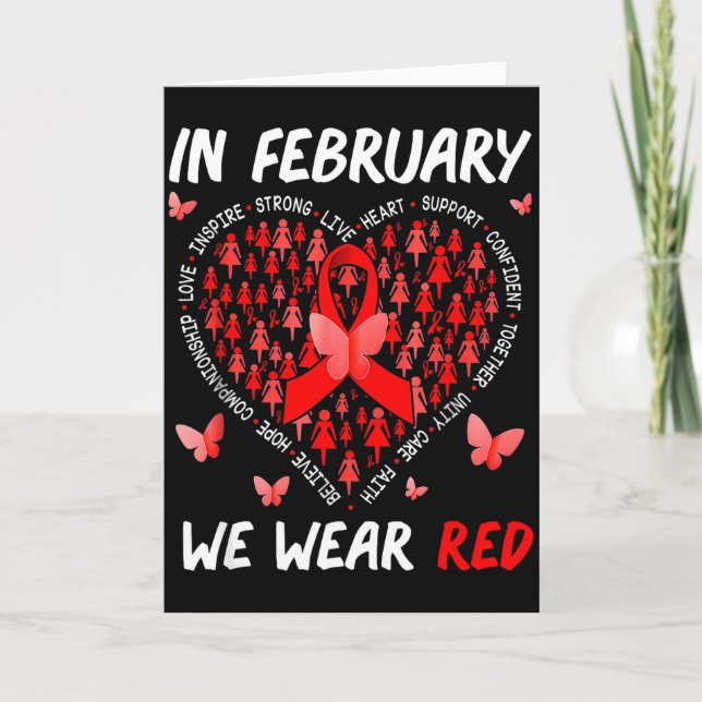 In February We Wear Red Support Heart Disease Awar Card (Front)