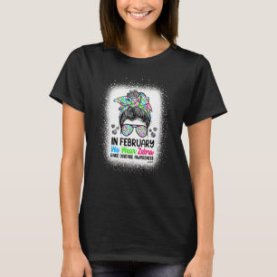 In February We Wear Zebra Messy Bun Rare Disease A T-Shirt