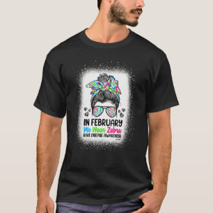 In February We Wear Zebra Messy Bun Rare Disease A T-Shirt