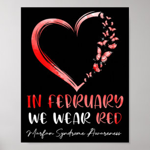 In February Wear Red Butterflies Heart Disease Awa Poster