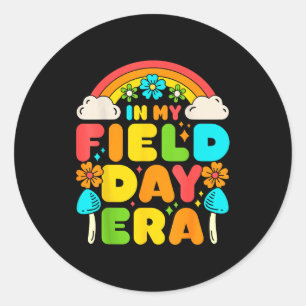 In field day era teacher student boys kids girls classic round sticker
