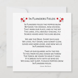 In Flanders Field The Poppies Blow John McCrae  Holiday Card