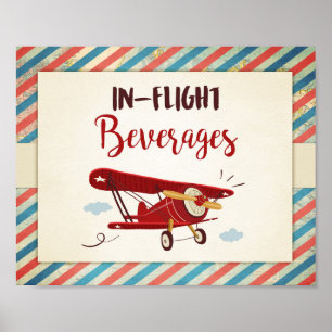 In flight beverages Sign Aeroplane Bar Food Table