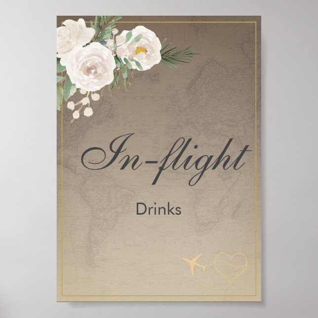 In Flight Drinks Travel theme Bridal Shower Party  Poster (Front)