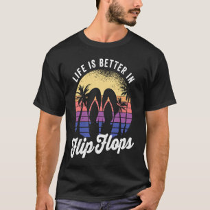 in flip flops for an retro beach vacation T-Shirt