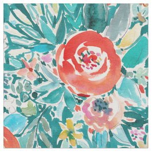 IN FLOW Floral Colourful Boho Whimsical Watercolor Fabric