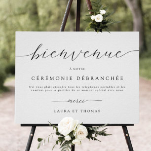 In French, Welcome to Unplugged Ceremony Sign