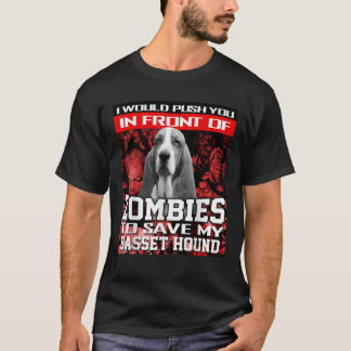 In Front Of Zombies To Save My Basset Hound Hallow T-Shirt