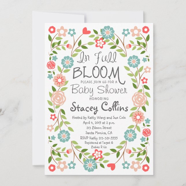 In Full Bloom Baby Shower Invitation (Front)
