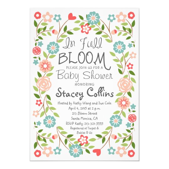 in full bloom baby shower invitations