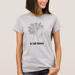 In Full Bloom Botanical Line Art Woman with Herbs T-Shirt