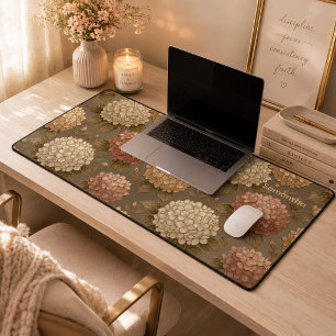 "In Full Bloom Desk Mat Luxury Hydrangea Floral