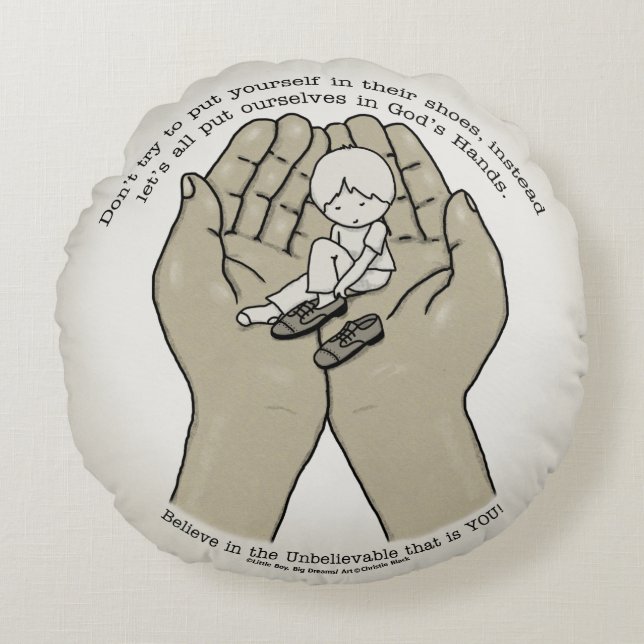 In God’s Hands Round Cushion (Front)