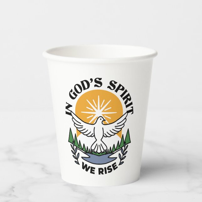 In God’s Spirit We Rise – Faith and Freedom Paper Cups (Front)