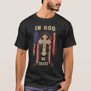 In God We Trust American Flag Cross Christian Patr T-Shirt